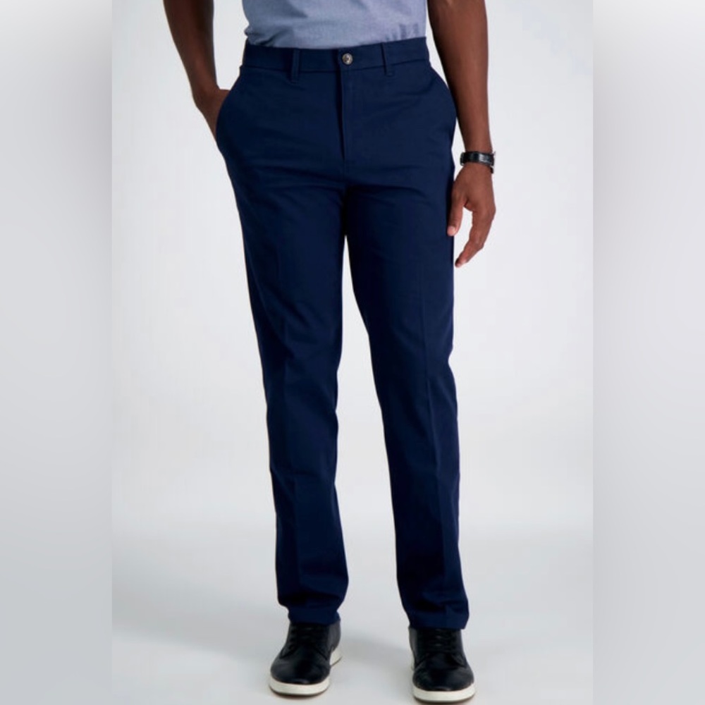 Haggar H26 Navy Blue Chino Stretch Slim Fit Dress Pants, 32x32